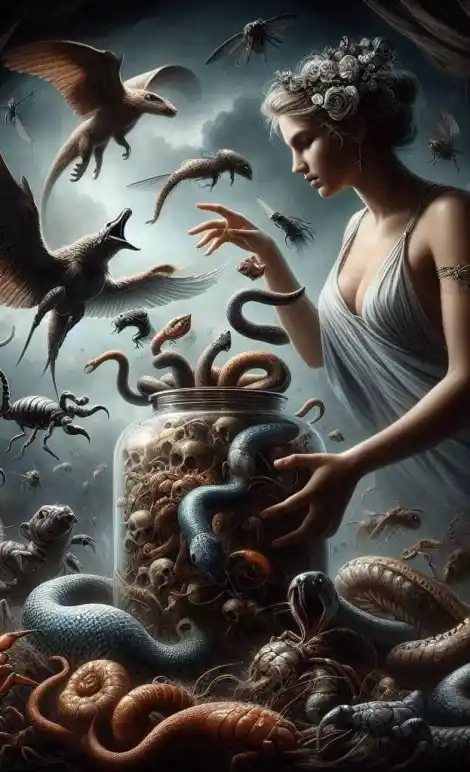 Pandora abriendo la caja